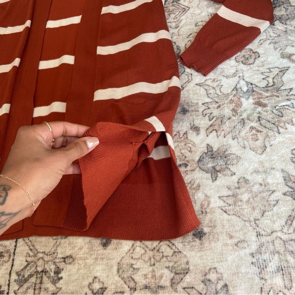 Love Ellie Rust and Cream Striped Cardigan - Picture 4 of 11